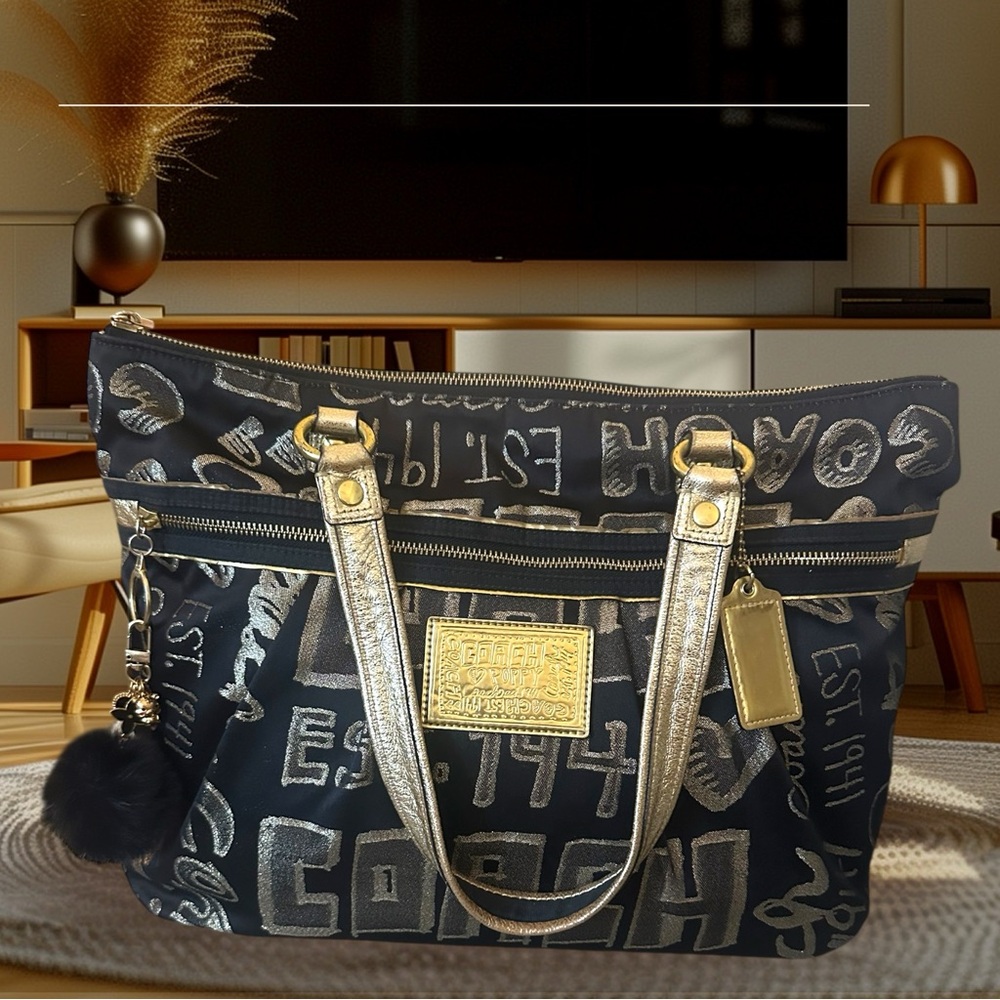 Coach Rare 2010 Gold Graffiti Tote Shoulder Bag style 15301 | With Hang Tags - Picture 3 of 16